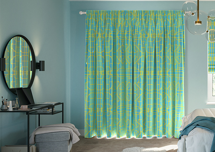 Bamboo Candy, Yellow Blue - Made To Measure Curtains - Image 7